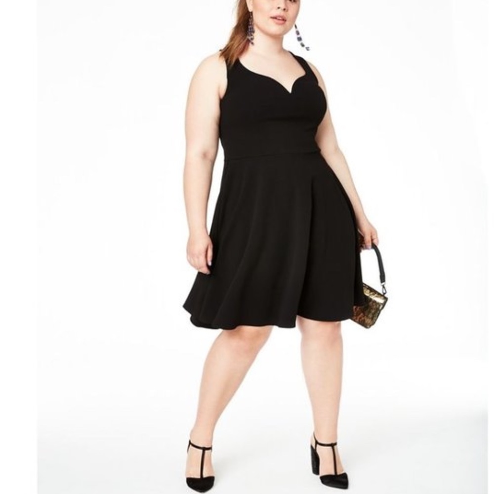 B Darlin Trendy Plus Sz Open-Back Fit&Flare Dress